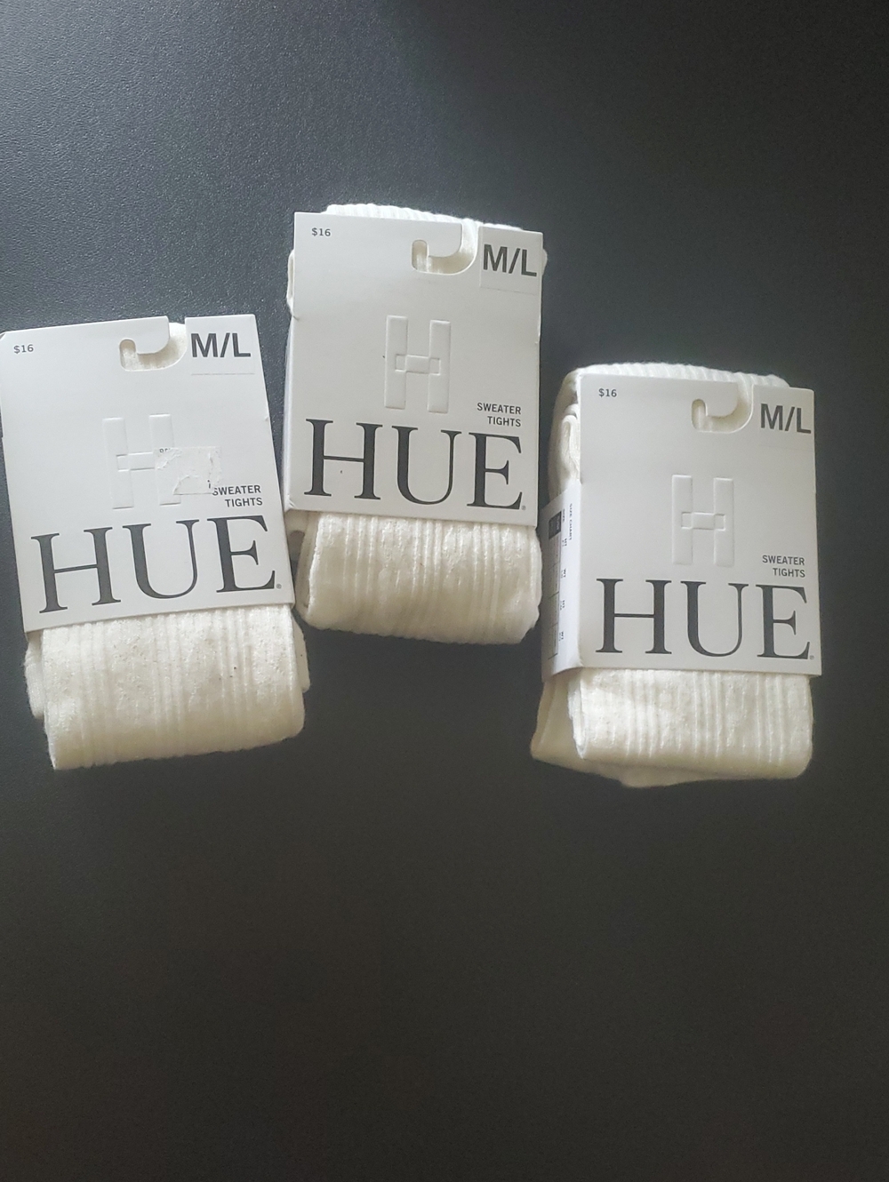 NWT HUE CABLE SWEATER TIGHTS IN IVORY / SZ:M/L